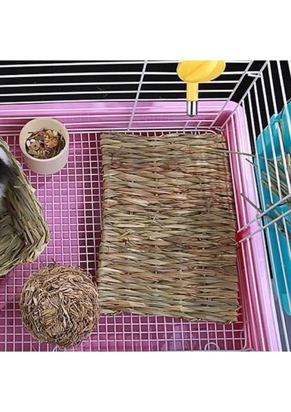 Ahşap Renk1 Stili Moda Sevimli Çim Dokuma Gine Domuzu Tavşan Hamster Yatak Mat Saman Yuva Kafesi Pet Chew Oyuncak Pad Pet Kafesleri Ürünleri Aksesuarları (Yurt Dışından) fırsatları