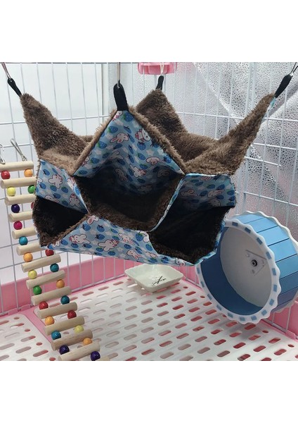 Mavi Stil Asma Uyku Sıcak Peluş Kuş Hamster Tavşan Evi Oyuncak Gelincik Yuva Yatak Küçük Pet Hamak Asılı Kafes Kedi Sincap Baskı Sevimli (Yurt Dışından)