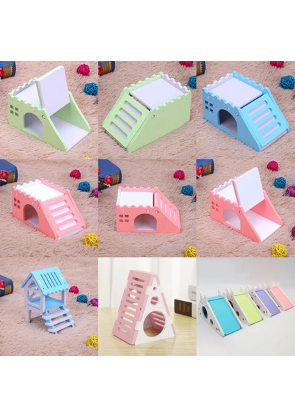 G 18.3X7X9.7CM Stili Sevimli Mini Ahşap Hamster Evi Merdiven Llas Küçük Evcil Hayvanlar Için Kobay Yuva Yatağı Küçük Evcil Hayvanlar Kafes Oyuncaklar Hamster Aksesuarları (Yurt Dışından)