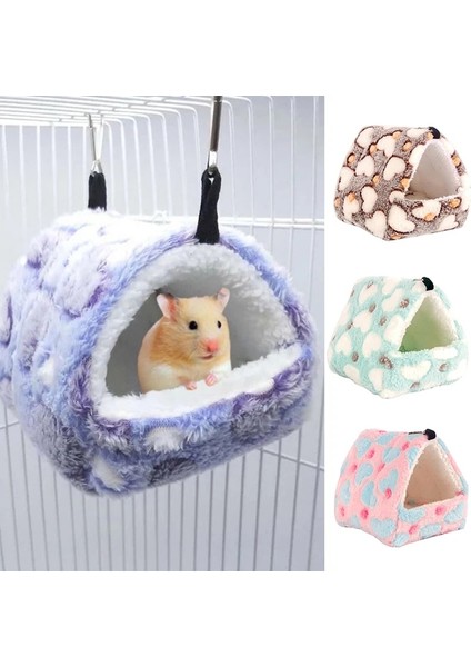 Yeşil Stil 14X12CM Kış Sıcak Hamster Yuva Kobay Evcil Hayvan Evi Küçük Hayvan Yuva Sıçan Uyku Çantası Sevimli Pet Yatak Yastık Tavşan Aksesuarları (Yurt Dışından)