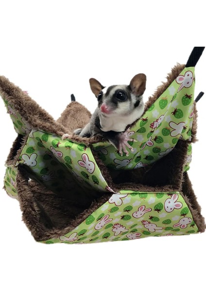 Yeşil Stil Asma Uyku Sıcak Peluş Kuş Hamster Tavşan Evi Oyuncak Gelincik Yuva Yatak Küçük Pet Hamak Asılı Kafes Kedi Sincap Baskı Sevimli (Yurt Dışından)