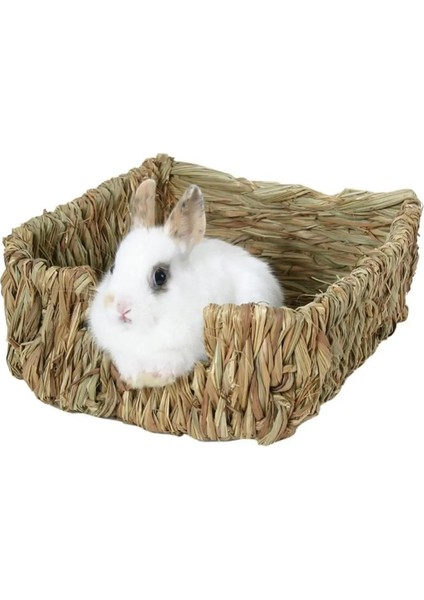 Ahşap Kahverengi Tarzı Sıcak Satışlar!!! Dokuma Çim Küçük Pet Tavşan Hamster Kobay Kafesi Yuva Evi Chew Oyuncak Yatak (Yurt Dışından)