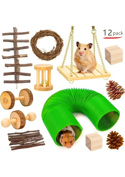 12 Adet Set Stili Hamster Oyuncak Setleri Tavşan Kobay Gelincik Oyun Molar Ürün Seti Boru Ahşap Set Oyuncak Hamster Lla Için Kuş Küçük Evcil Hayvanlar Oyuncaklar (Yurt Dışından)