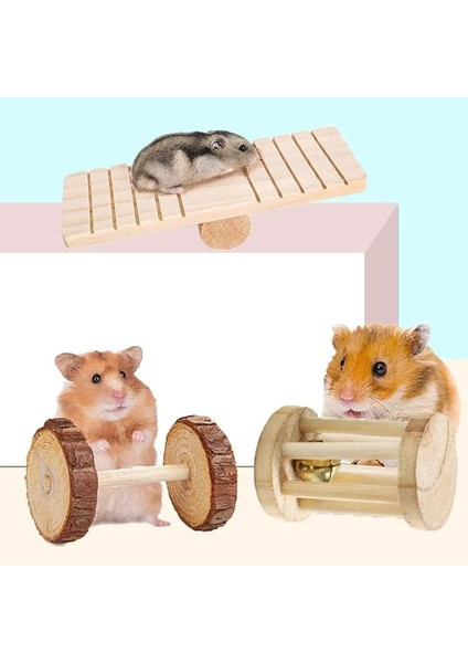 No.15 Tarzı S Beden Doğal Ahşap Hamster Tavşan Oyuncaklar Çam Dumbells Unicycle Çan Rulo Çiğneme Oyuncaklar Gine Domuzları Sıçan Küçük Pet Azı Dişleri Malzemeleri (Yurt Dışından)