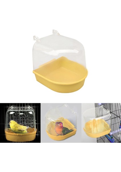 13,5X14X14CM Sarı Stil Yeni Plastik Kuş Banyo Kutusu Kuş Duşu Papağanlar Banyosu Asılı Kuş Kafesleri Kuşlar Için Aynalı Küvet Su Küveti Pet Kuş Kasesi (Yurt Dışından)
