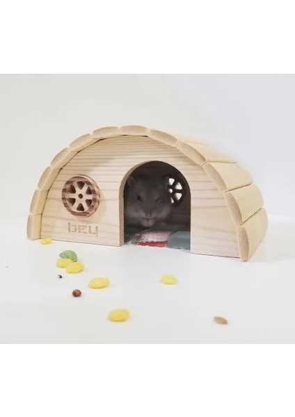 16X8.5X9CM Tarzı Bir Ev Yüksek Li Doğal Hamster Ahşap Döken Ev Küçük Hayvan Kafesi Accessoriellas Oyuncaklar (Yurt Dışından)
