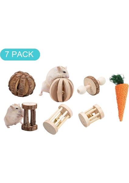 7 Parçalı Set Stili Diğer Ahşap Pet Oyuncak Hamster Tavşan Kobay Papağan Oyuncak Oyuncak Diş Malzemeleri Combo Set Küçük Hayvanlar Çiftlik Hayvanı Malzemeleri (Yurt Dışından)