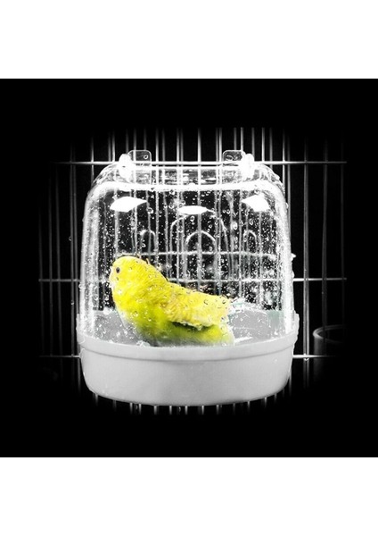 No.4 Tarzı Plastik Papağan Kuş Küvet Asma Kancalı Akrilik Şeffaf Pet Kafes Parakeet Su Küvet Kutusu Açık Havada Bahçe Için (Yurt Dışından) modelleri