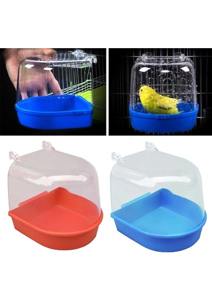 Sarı Stil 1 Adet Plastik Kuş Su Banyosu Kutusu Küvet Papağan Parakeet Lovebird Kuş Pet Kafes Asılı Kase Pet Malzemeleri Küvet Duş Kuş (Yurt Dışından) modelleri