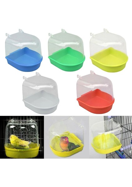 Sarı Stil 1 Adet Plastik Kuş Su Banyosu Kutusu Küvet Papağan Parakeet Lovebird Kuş Pet Kafes Asılı Kase Pet Malzemeleri Küvet Duş Kuş (Yurt Dışından) fırsatları