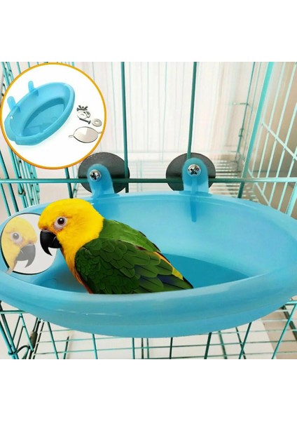 Mavi Stil Pet Kuş Kafesi Için Kuş Su Küvet Asılı Kase Papağanlar Parakeet Birdbath (Yurt Dışından) fiyatları