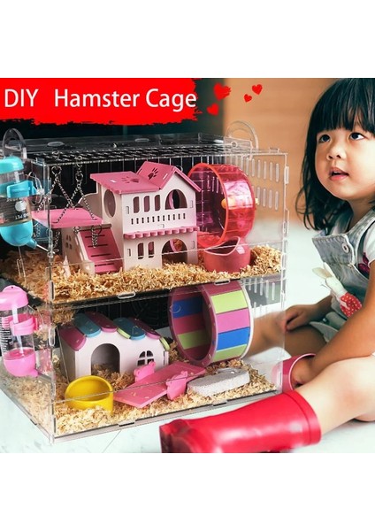 No.1 Tarzı Lüks Pet Hamster Kafesi Büyük Küçük Hayvanlar Şeffaf Hamster Evi Kirpi Gine Domuzu Gaiola Banyo Oyuncak Villa Aksesuarları (Yurt Dışından) modelleri