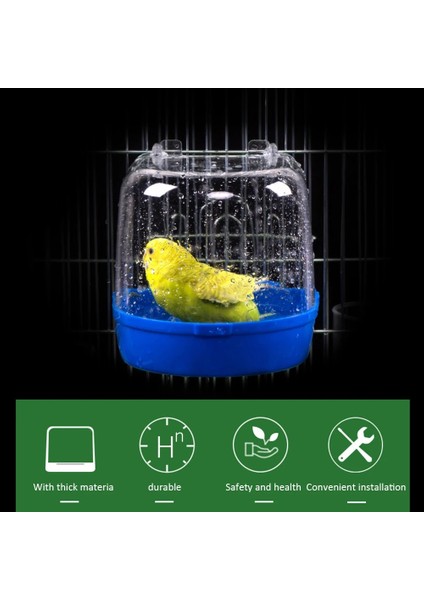 Mavi Stil Kuş Küvet Plastik Su Banyosu Duş Kutusu Küvet Papağan Parakeet Lovebird Kuş Pet Kafes Asılı Kase Parakeet Birdbath (Yurt Dışından) fırsatları