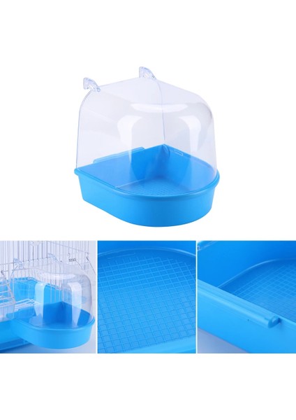 Mavi Stil Kuş Küvet Plastik Su Banyosu Duş Kutusu Küvet Papağan Parakeet Lovebird Kuş Pet Kafes Asılı Kase Parakeet Birdbath (Yurt Dışından) indirimleri