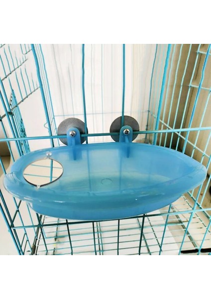 Mavi Stil Kuş Küvet Kuş Su Küvet Pet Kuş Kafesi Için Asılı Kase Papağanlar Parakeet Birdbath (Yurt Dışından) fırsatları
