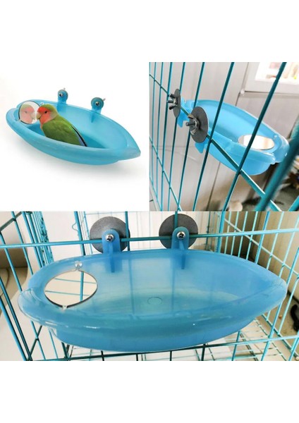 Mavi Stil Pet Kuş Kafesi Için Kuş Su Küvet Asılı Kase Papağanlar Parakeet Birdbath (Yurt Dışından) indirimleri