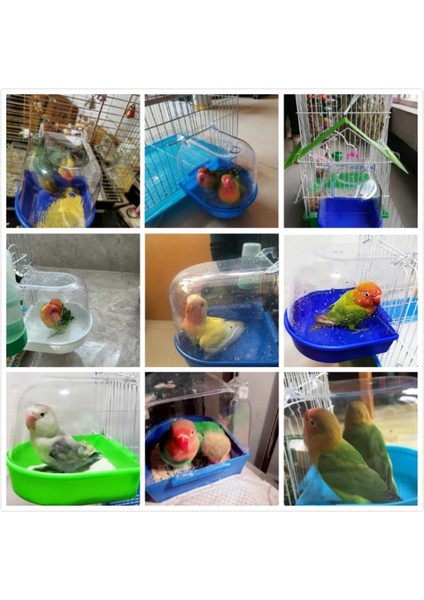Yeşil Stil 7 Renk Kuş Aletleri Plastik Duş Odası Papağan Temizleme Aracı Asılı Kuş Banyosu Küvet Muhabbet Kuşu Su Veya Kum Banyosu Malzemeleri (Yurt Dışından) fırsatları