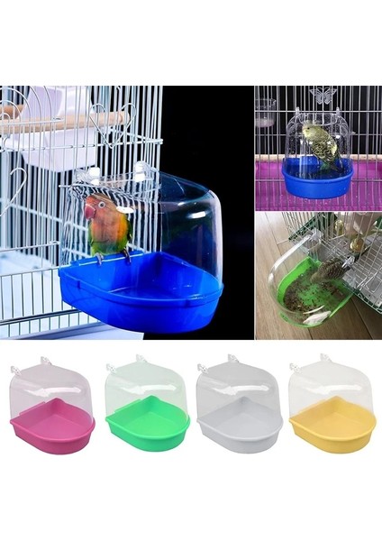 Beyaz Stil Yeni Plastik Asılı Birdbath Kafes Papağanlar Parakeet Kuş Su Banyosu Kutusu Duş Şeffaf Küvet Pet Kuş Kase Kuş Temizleme Aracı (Yurt Dışından) fiyatları