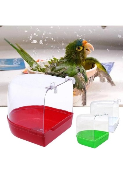 Beyaz Stil Yeni Plastik Asılı Birdbath Kafes Papağanlar Parakeet Kuş Su Banyosu Kutusu Duş Şeffaf Küvet Pet Kuş Kase Kuş Temizleme Aracı (Yurt Dışından) modelleri
