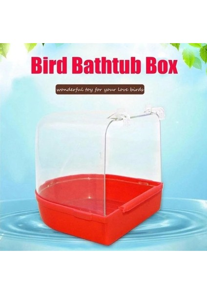 Beyaz Stil Yeni Plastik Asılı Birdbath Kafes Papağanlar Parakeet Kuş Su Banyosu Kutusu Duş Şeffaf Küvet Pet Kuş Kase Kuş Temizleme Aracı (Yurt Dışından) fırsatları