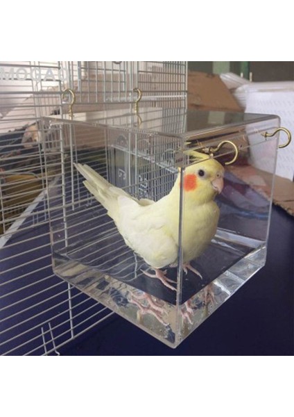 Model-S Stili Deluxe Kuş Banyo Kafesi Ayarlanabilir Asılı Yükseltilmiş Büyük Net Görünümlü Şeffaf Pet Papağan Banyosu Ev Pratik Kuş (Yurt Dışından) fiyatları