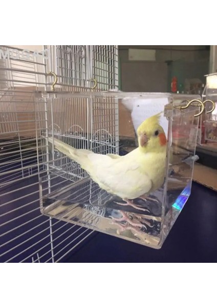 Model-S Stili Deluxe Kuş Banyo Kafesi Ayarlanabilir Asılı Yükseltilmiş Büyük Net Görünümlü Şeffaf Pet Papağan Banyosu Ev Pratik Kuş (Yurt Dışından) modelleri