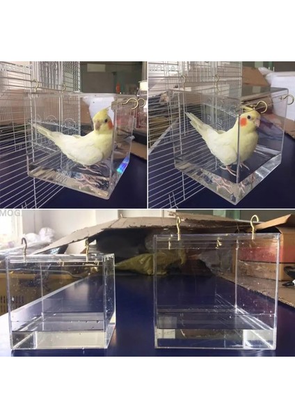 Model-S Stili Deluxe Kuş Banyo Kafesi Ayarlanabilir Asılı Yükseltilmiş Büyük Net Görünümlü Şeffaf Pet Papağan Banyosu Ev Pratik Kuş (Yurt Dışından) fırsatları