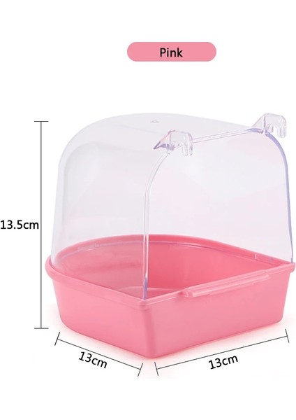Pembe Tarzı Kuş Banyosu Küvet Banyo Kutusu Kuş Temizleme Aracı Kafes Aksesuarları Papağan Banyosu Şeffaf Plastik Asılı Küvet Duş Asılı Dekor (Yurt Dışından)