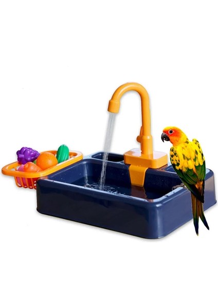 Mavi Stil Papağan Levrek Duş Pet Kuş Banyo Kafesi Havzası Papağan Banyo Havzası Papağan Duş Kase Kuşlar Aksesuarları Papağan Oyuncak (Yurt Dışından) fiyatları