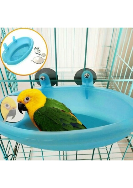 Mavi Stil Pet Kuş Banyo Kafesi Papağan Küvet Aynalı Kuş Kafesi Aksesuarları Duş Kutusu Küçük Papağan Kafesi Pet Oyuncaklar Kuşlar Aksesuarları (Yurt Dışından)