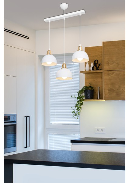 Bella 3'lü Sıralı Beyaz Avize