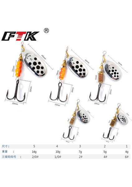 BHEID003 Stili Ftk Balıkçılık Cazibesi 7 Renk 0 #-5 # Er Yem Kaşık Lures Pike Metal Tiz Kancalı Yapay Bas Yem Balıkçılık Cazibesi (Yurt Dışından)