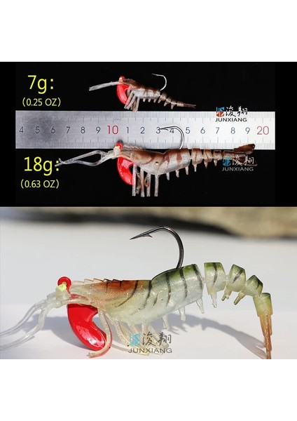 Renk-1 Tarzı 18G Multinode Karides Lures Işık Karidesleri ile Deniz Balıkçılığı Yumuşak Yem Levrek 7g 12G18G Levrek Karides Yemi (Yurt Dışından) modelleri