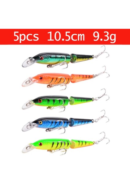 5 Adet 105MM 9.3g Stili Karışık Renkler Balıkçılık Cazibesi Seti 5- Minnow Popper Wobbler Crankbaits Yapay Plastik Sert Yem Kiti Olta Takımı (Yurt Dışından)