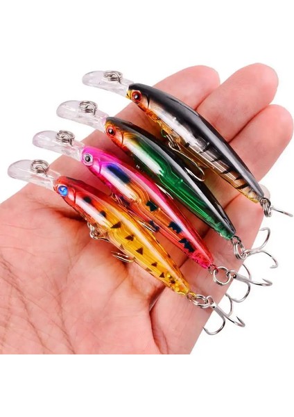 5 Adet 105MM 9.3g Stili Karışık Renkler Balıkçılık Cazibesi Seti 5- Minnow Popper Wobbler Crankbaits Yapay Plastik Sert Yem Kiti Olta Takımı (Yurt Dışından)