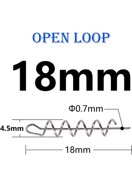 18 mm Açık Döngü Stili 50 Parça Tüm Boyut Balıkçılık Kancası Merkezleme Ral Balıkçılık Yemi Çelik Küçük Yumuşak Cazibesi Için Büyük Bahar Krank Kilidi Balıkçılık Aksesuarları (Yurt Dışından)