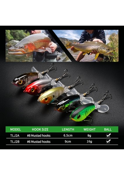 Renk 04 Stili 85MM 14,5g Whopper Popper Balıkçılık Cazibesi Sazan Pike Topwater Yüzer Çift Pervaneli Yumuşak Dönen Kuyruk Sert Yem Bas Swimbait 9g 16G (Yurt Dışından) indirimleri