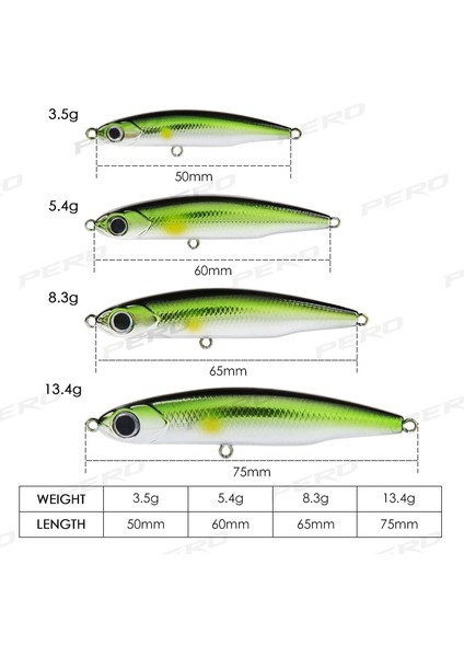 H-Yeşil Stil 13.4g 75MM Pero G Ila 13.4g Batan Kalem Yemi Shad Minnow Wobbler Alabalık Uskumru Mikro Deniz Balıkçılık Cazibesi Pike Bass Lures (Yurt Dışından) modelleri