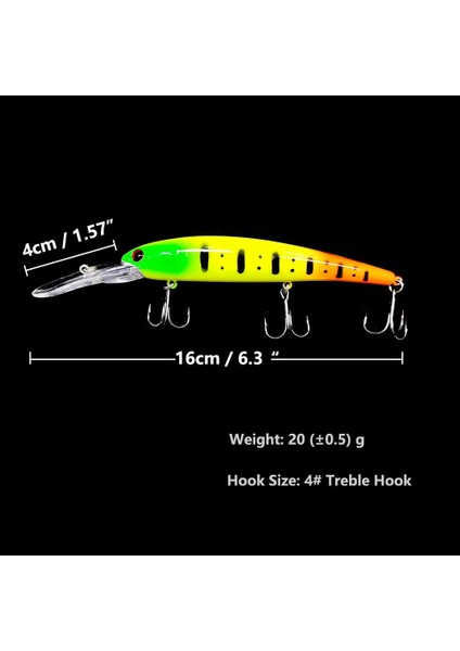 No.2 Tarzı 16CM 20G Derin Dalış Büyük Minnow Wobbler Cazibesi Yapay Sert Yem Crankbait Bas Pike Levrek Olta Takımı (Yurt Dışından)