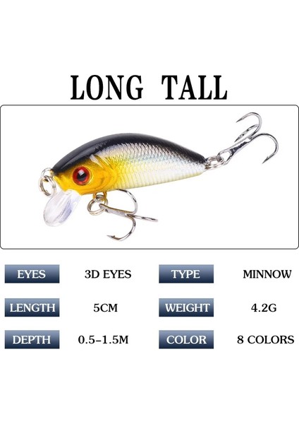 F Stili 50 mm 1 Adet Minnow Balıkçılık Cazibesi G Topwater Sert Yem Wobbler Jig Yem Crankbait Sazan Çizgili Bas Pesca Olta Takımı Swimbait (Yurt Dışından) indirimleri
