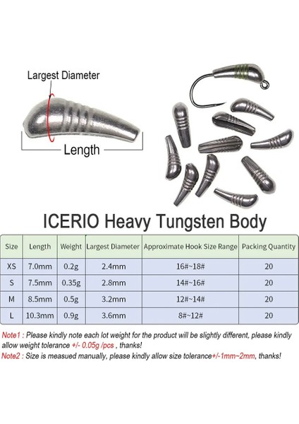 20 Adet Altın Stili Karıştırın Icerıo Ağır Tungsten Perisi Gövdesi Jig Geri Boncuk Hızlı Batan Peri Sinek Bağlamaörgü Malzemesi Boyut Xs Sml (Yurt Dışından)