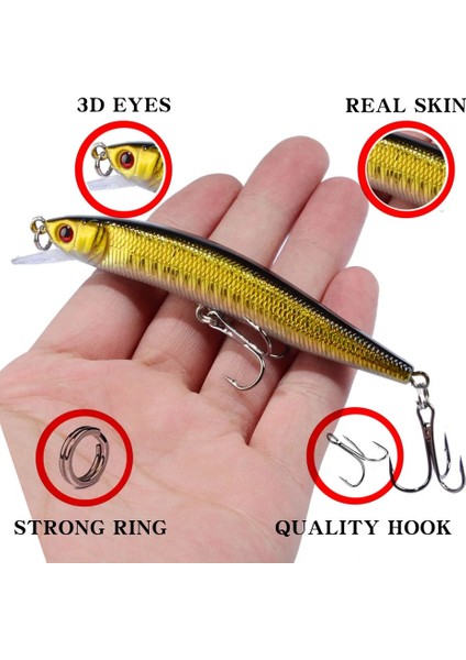 No9 Tarzı 1 Adet Minnow Balıkçılık Cazibesi G Yüzer Sert Yem Wobbler Jig Yem Crankbait Sazan Çizgili Bas Pesca Olta Takımı Swimbait (Yurt Dışından) fırsatları