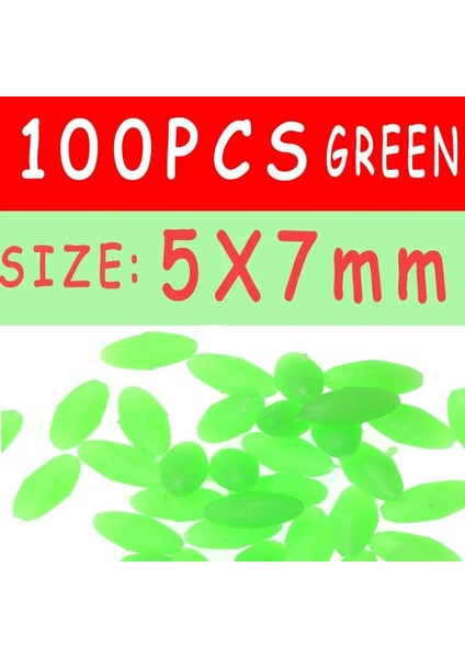 5X7MM 100 Adet Yeşil Stil Oval Yumuşak Kauçuk Aydınlık Olta Boncukları Parlayan Lavabo Boncukları Tiz Kanca Balıkçılık Kuleleri Yeşil Kırmızı Balıkçılık Cazibesi Mücadele (Yurt Dışından)