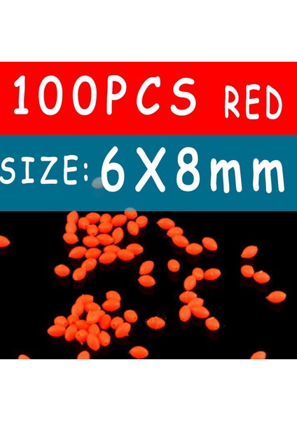 6X8MM 100 Adet Kırmızı Stil Oval Yumuşak Kauçuk Aydınlık Olta Boncukları Parlayan Lavabo Boncukları Tiz Kanca Balıkçılık Kuleleri Yeşil Kırmızı Balıkçılık Cazibesi Mücadele (Yurt Dışından)