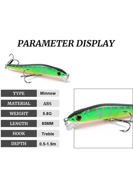 No.11 Stili 1 Adet Minnow Balıkçılık Cazibesi 3D Gözler 8.5cm.8g Crankbait Wobblers Yapay Sert Yem Bas Pike Sazan Balıkçılık Pesca (Yurt Dışından) fırsatları