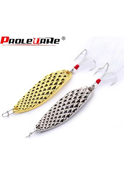 Açık Gri Tarzı 1 Adet Metal Er Kaşık Balıkçılık Lures 7g 10G 15G Altın Gümüş Tüy Tiz Kanca ile Yapay Yem Alabalık Pike Bas Mücadele (Yurt Dışından)