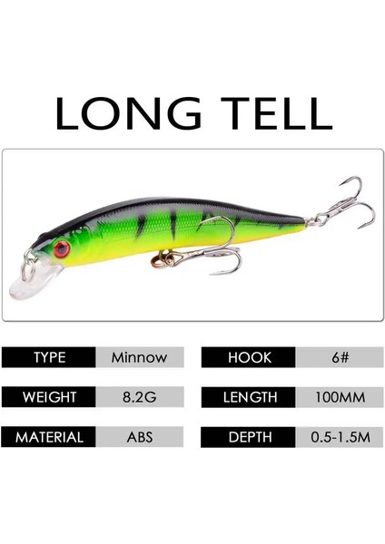 No.9 Tarzı .2g 10CM Balıkçılık Lures Minnow Wobbler Yüzen Bas Trolling Yapay Sert Yem Crankbait Sazan Pesca Olta Takımı (Yurt Dışından)
