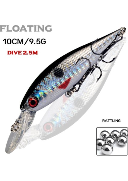 D5 Stili Sıcak Satış 10CM 9g Sert Minnow Balıkçılık Cazibesi Topwater Yüzen Wobblers Crankbait Bas Yapay Yemler Turna Sazan Lures Peche (Yurt Dışından) fiyatları