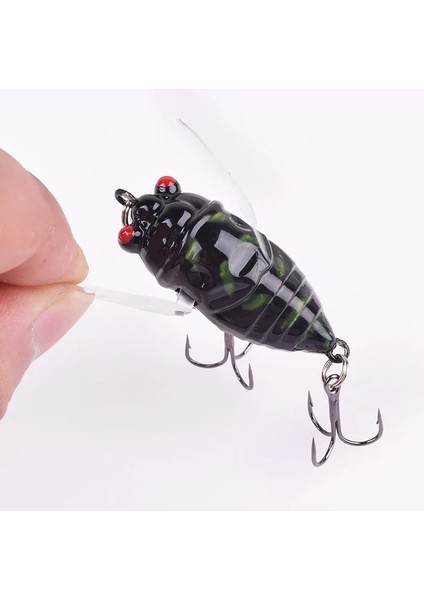 D Stili Esca Biyonik Böcek Popper Balıkçılık Lures 5cm 6g Simülasyon Ağustosböceği Kanadı Topwater Wobbler Yapay Sert Yem Crankbaits (Yurt Dışından)