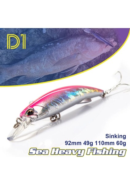 No.2 Tarzı 92MM 49G D1 Deniz Ağır Batan Balık Tutma Gg Tuzlu Su Wobbler Big Jerkbaits Minnow Swimbait Sazan Balık Tutma Için Ton Balığı (Yurt Dışından) fiyatları